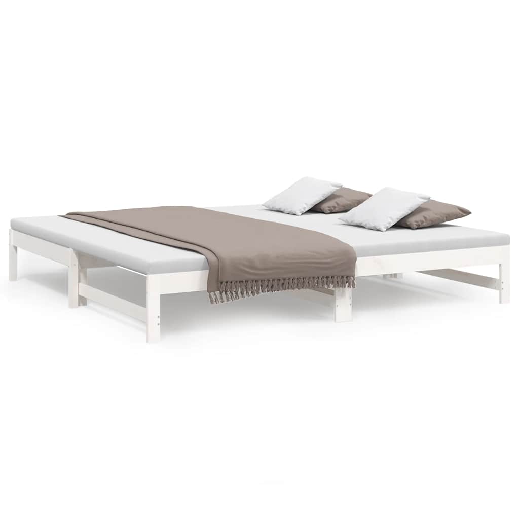 Utdragbar dagbädd vit 2x(100x200) cm massiv furu