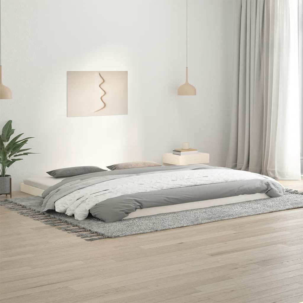 Sängram vit 200x200 cm massiv furu