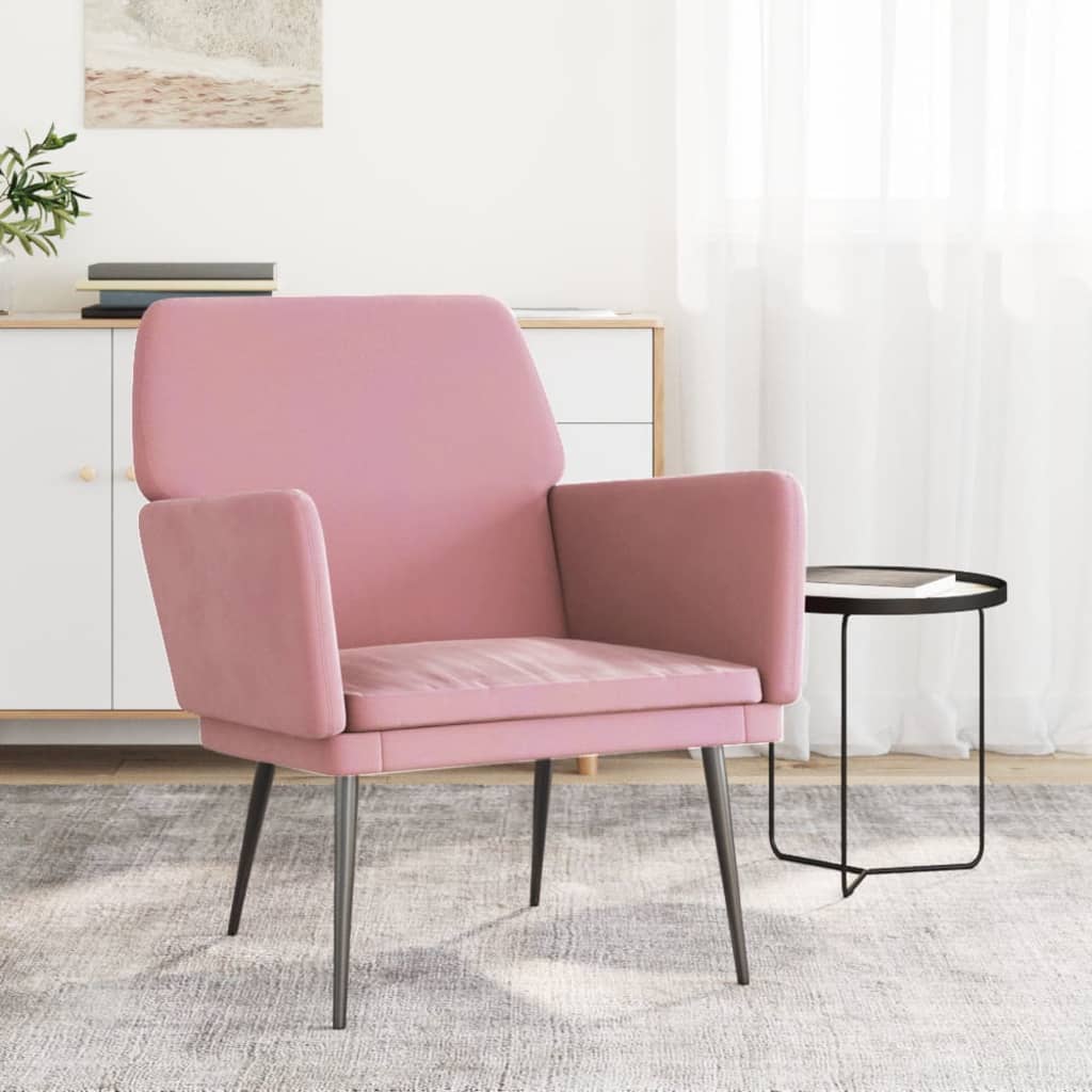 Fåtölj rosa 62x79x79 cm sammet