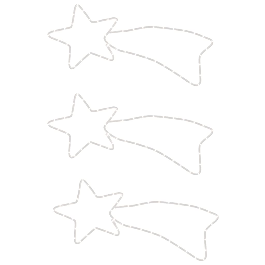 Julstjärna komet-figurer 3 st med 48 LED varmvit 65x28 cm