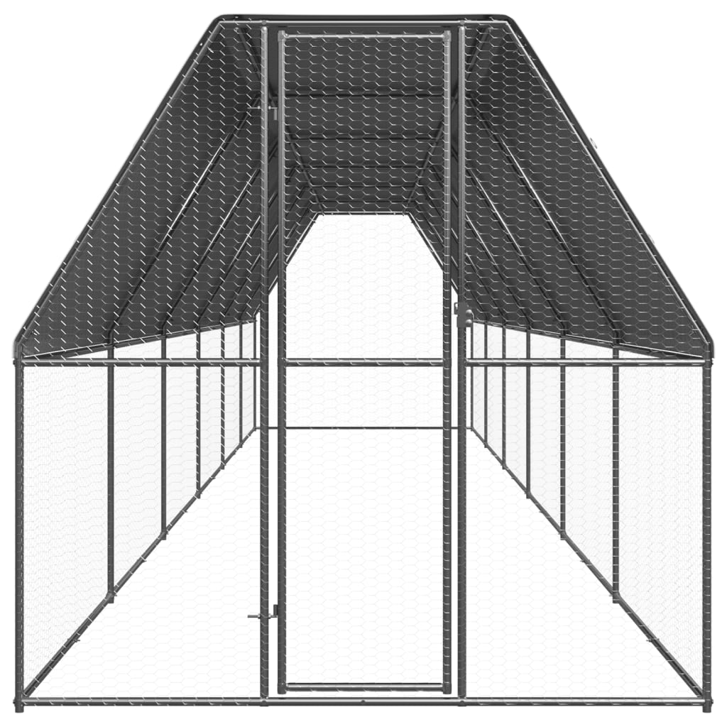 Hönsbur för utomhusbruk 2x12x2 m galvaniserat stål