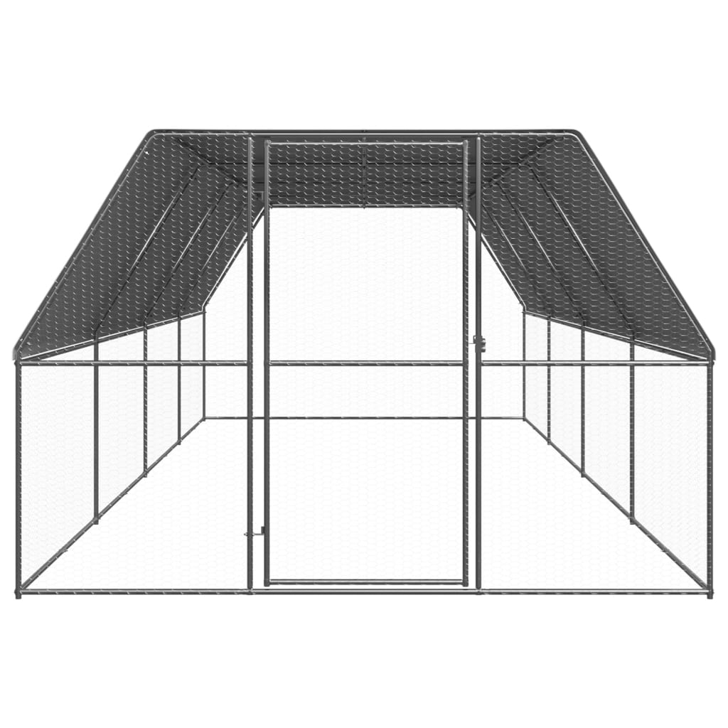 Hönsbur för utomhusbruk 3x8x2 m galvaniserat stål