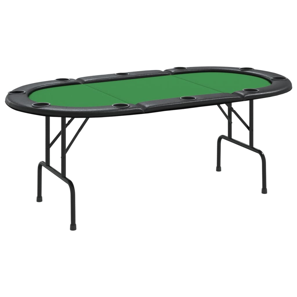 Pokerbord för 10 spelare hopfällbart 207x106x76 cm grön