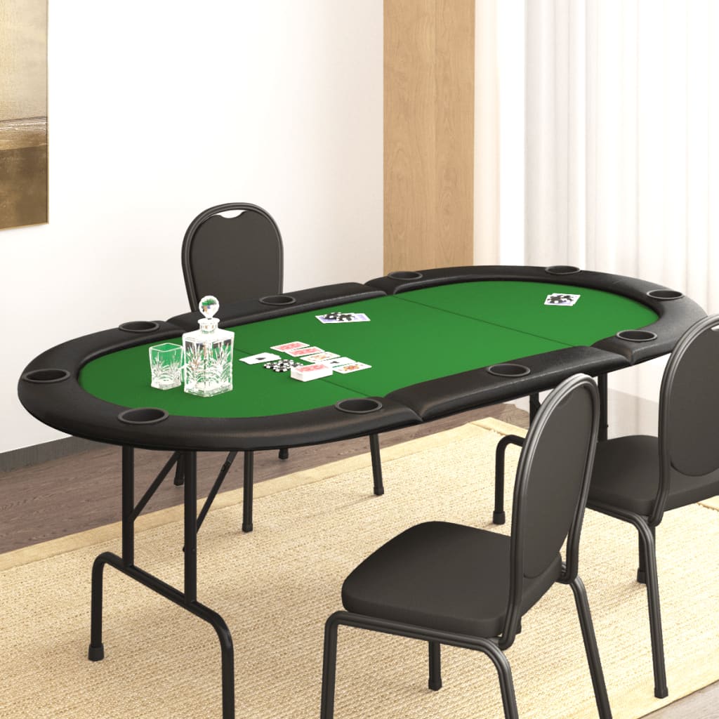 Pokerbord för 10 spelare hopfällbart 207x106x76 cm grön