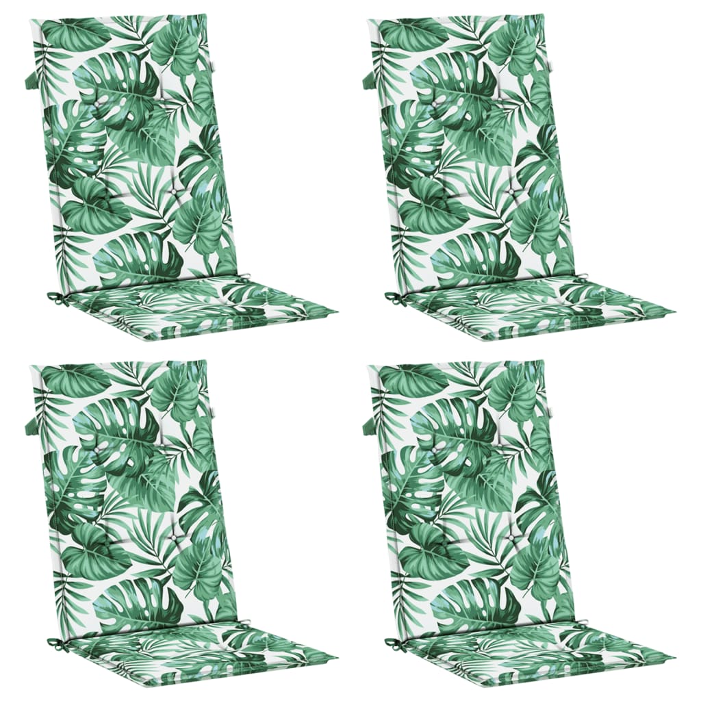 Stolsdynor för stolar med hög rygg 4 st bladmönster tyg