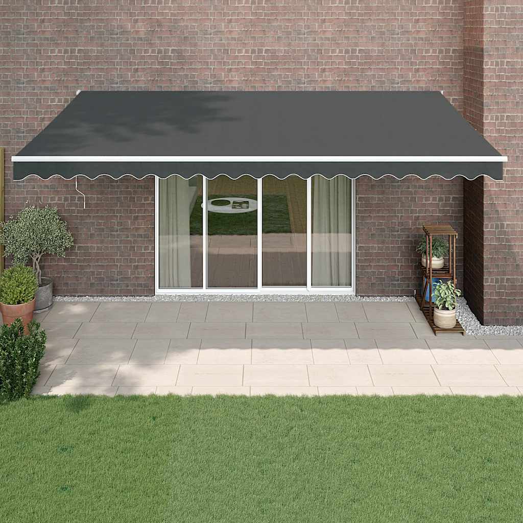 Markis infällbar antracit 5x3 m tyg&aluminium