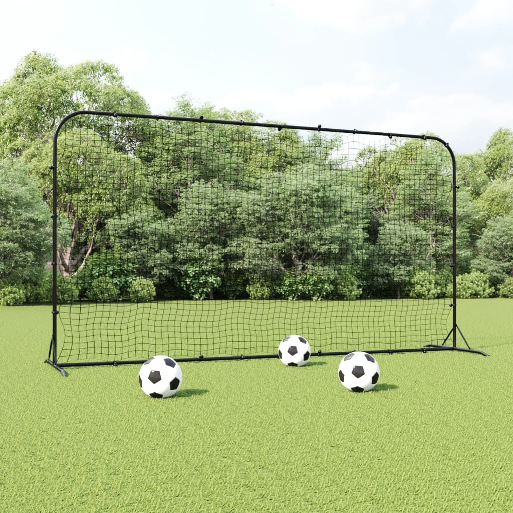 Fotbollsnät med rebounder svart 366x90x183 cm HDPE