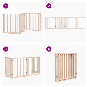 Hundgrind med dörr vikbar 4 paneler 320 cm poppel