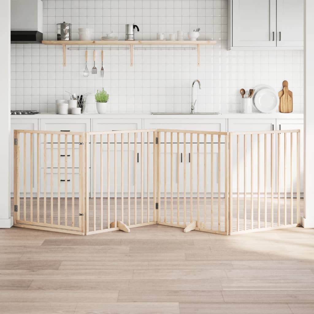 Hundgrind med dörr vikbar 4 paneler 320 cm poppel