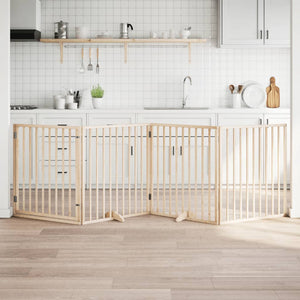 Hundgrind med dörr vikbar 4 paneler 320 cm poppel