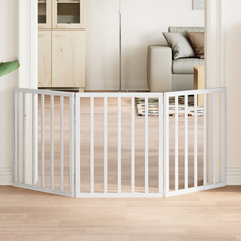 Hundgrind hopfällbar 3 paneler vit 150 cm poppel