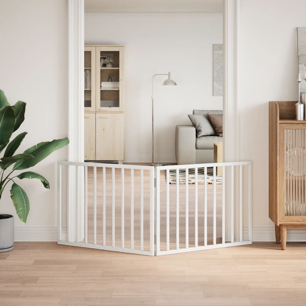 Hundgrind hopfällbar 2 paneler vit 160 cm poppelträ