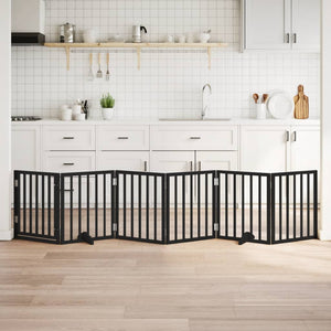 Hundgrind med dörr vikbar 6 paneler svart 300 cm poppel