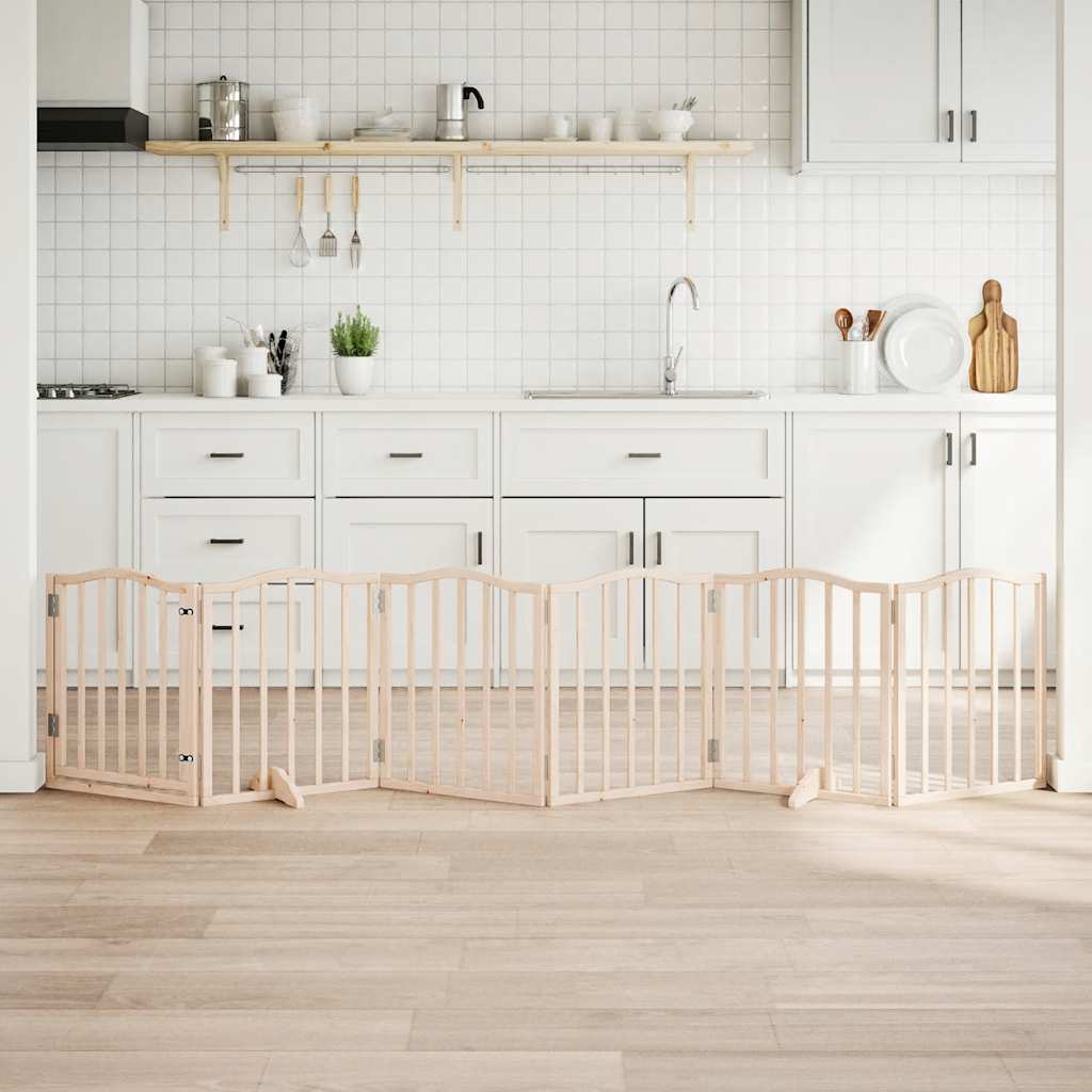 Hundgrind med dörr vikbar 6 paneler 300 cm poppel