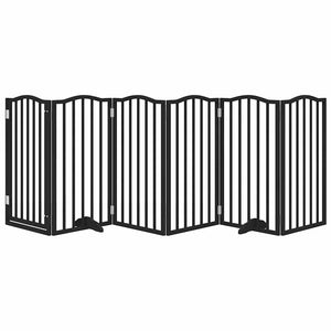 Hundgrind med dörr vikbar 6 paneler svart 300 cm poppel