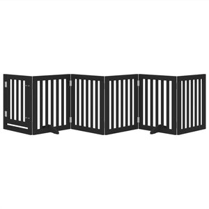 Hundgrind med dörr vikbar 6 paneler svart 300 cm poppel