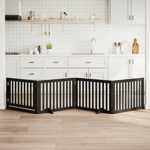 Hundgrind med dörr vikbar 4 paneler svart 320 cm poppel