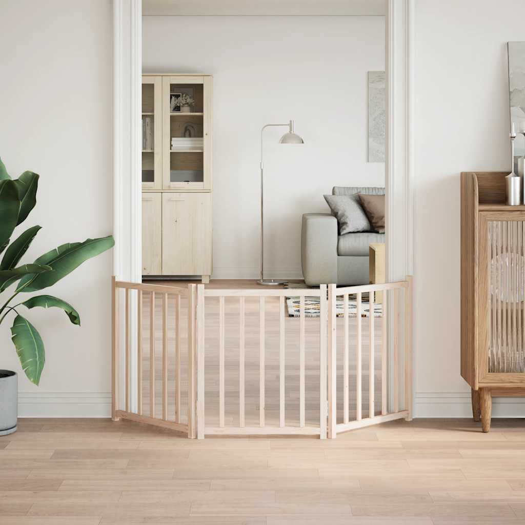 Hundgrind hopfällbar 3 paneler 150 cm massivt granträ