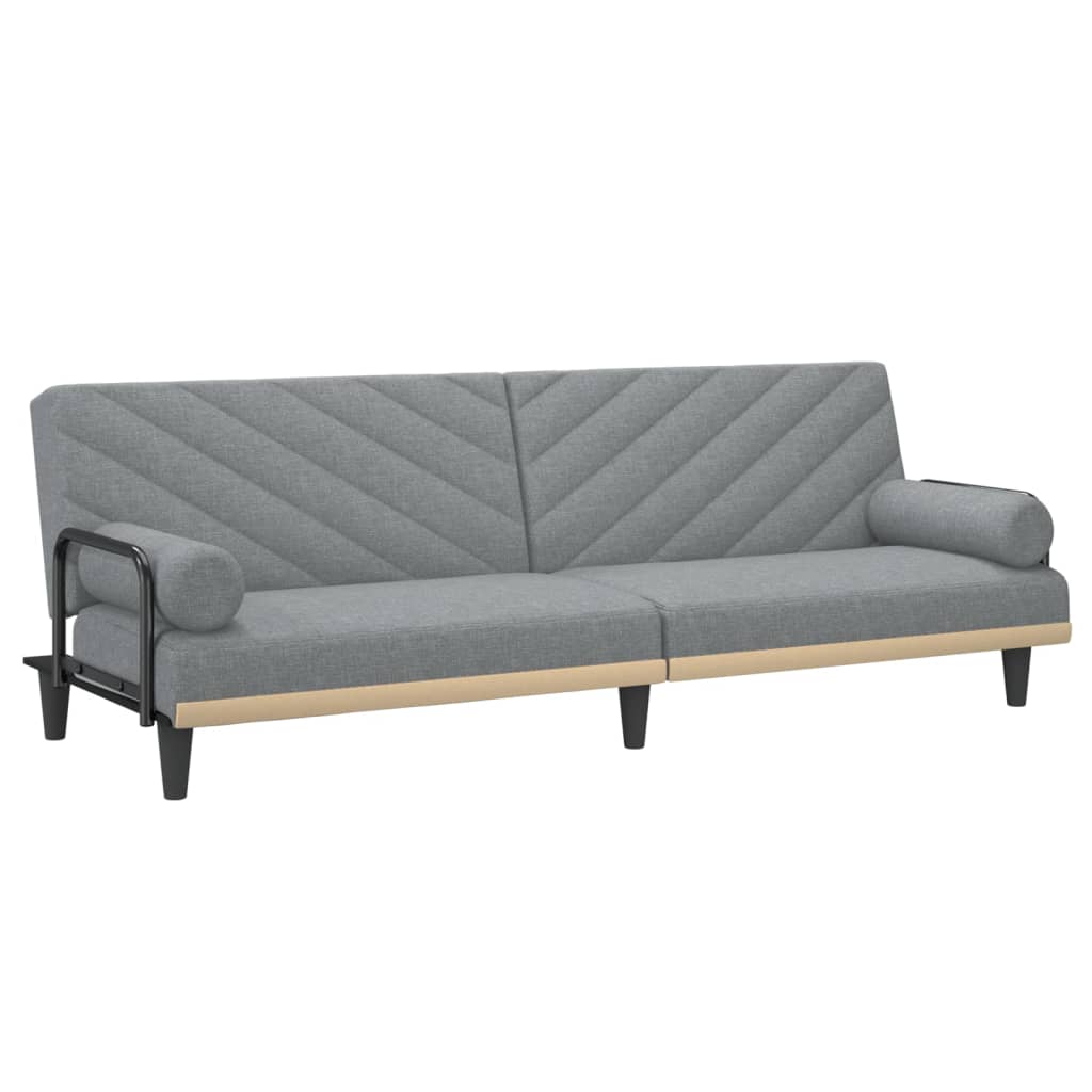 Bäddsoffa med armstöd ljusgrå tyg