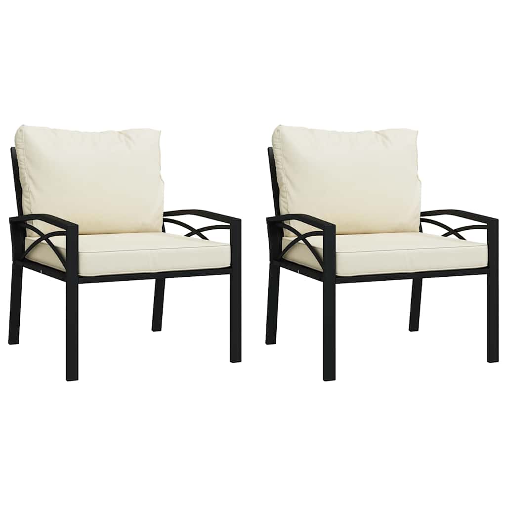 Trädgårdsstolar med sandfärgade dynor 2 st 68x76x79 cm stål