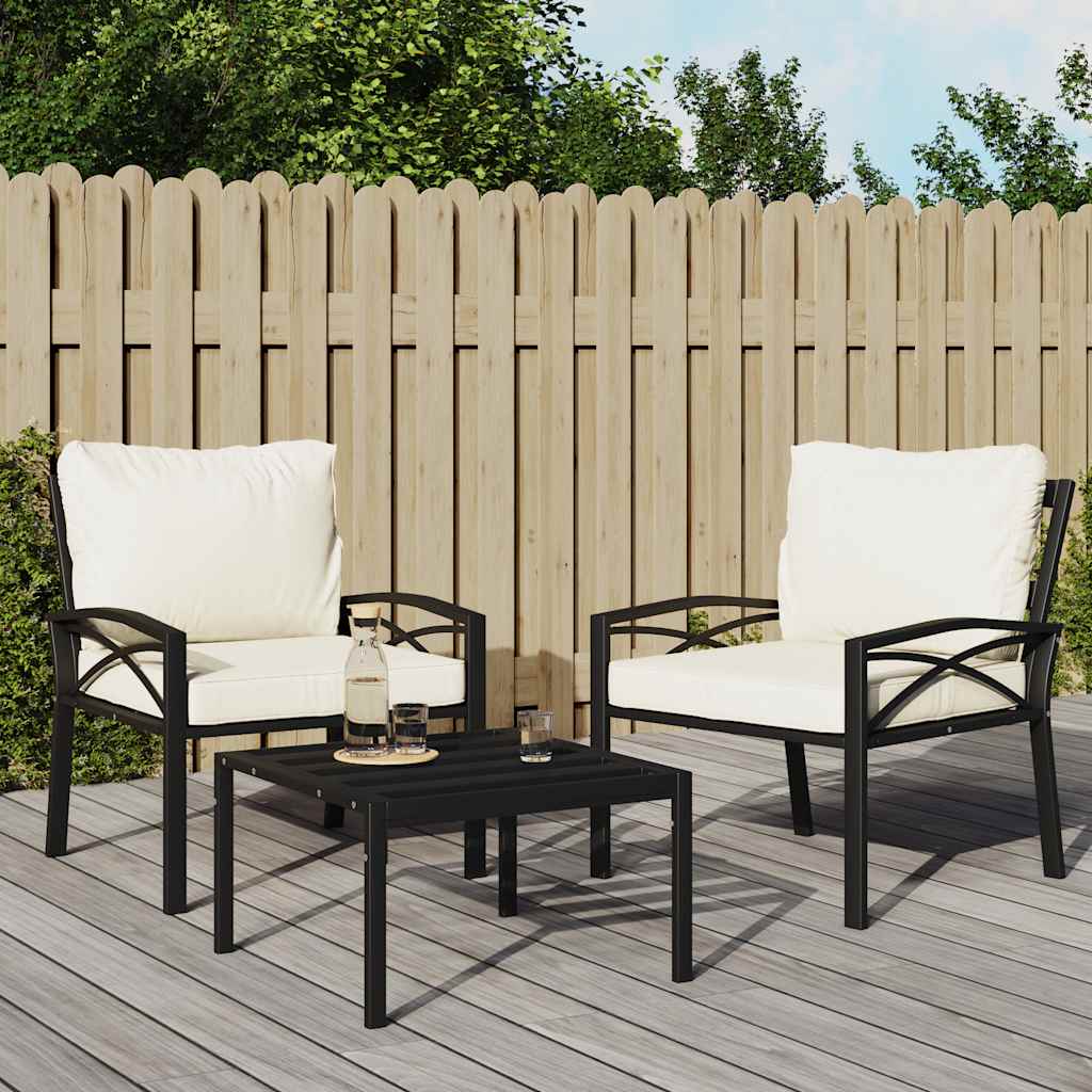 Trädgårdsstolar med sandfärgade dynor 2 st 68x76x79 cm stål