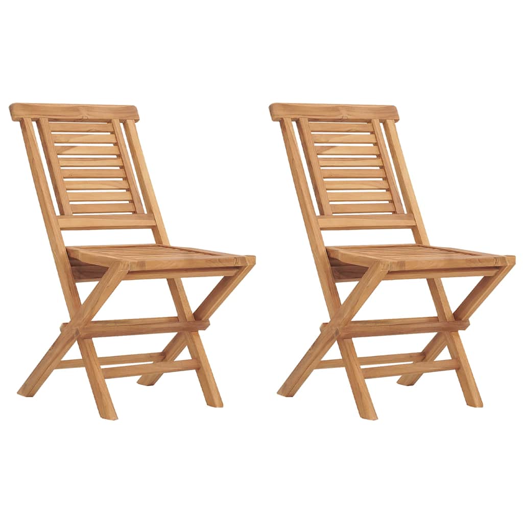 Hopfällbara stolar 2 st 47x63x90 cm massivt trä i teak
