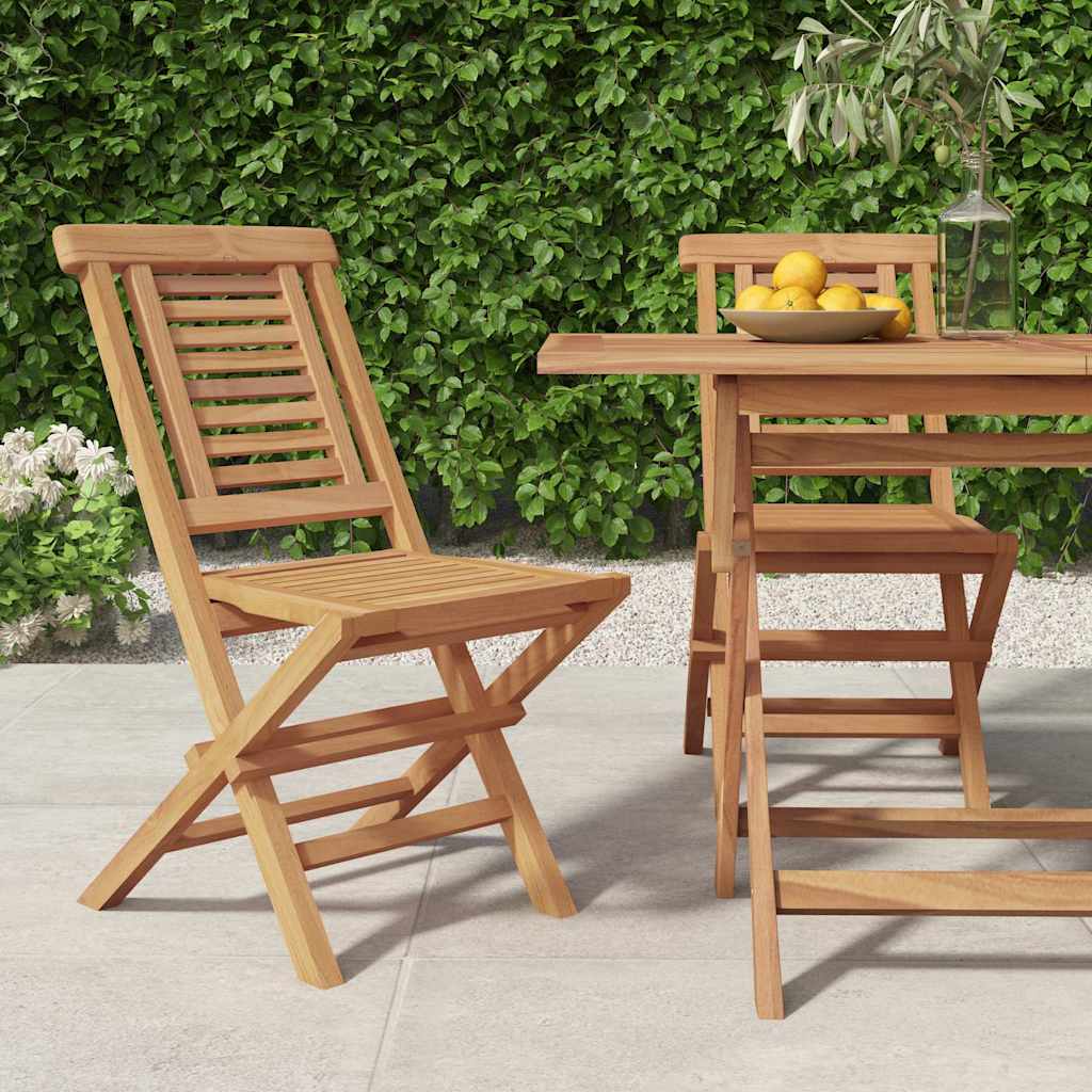 Hopfällbara stolar 2 st 47x63x90 cm massivt trä i teak