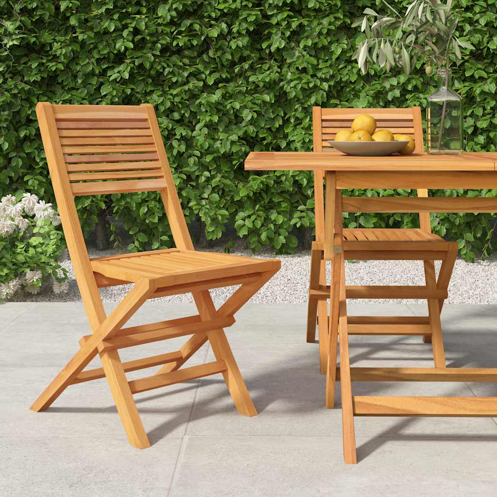 Hopfällbara stolar 2 st 47x62x90 cm massivt trä i teak