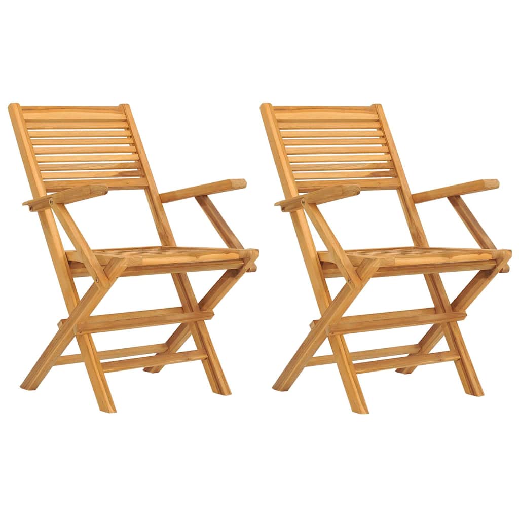 Hopfällbara stolar 2 st 55x62x90 cm massivt trä i teak
