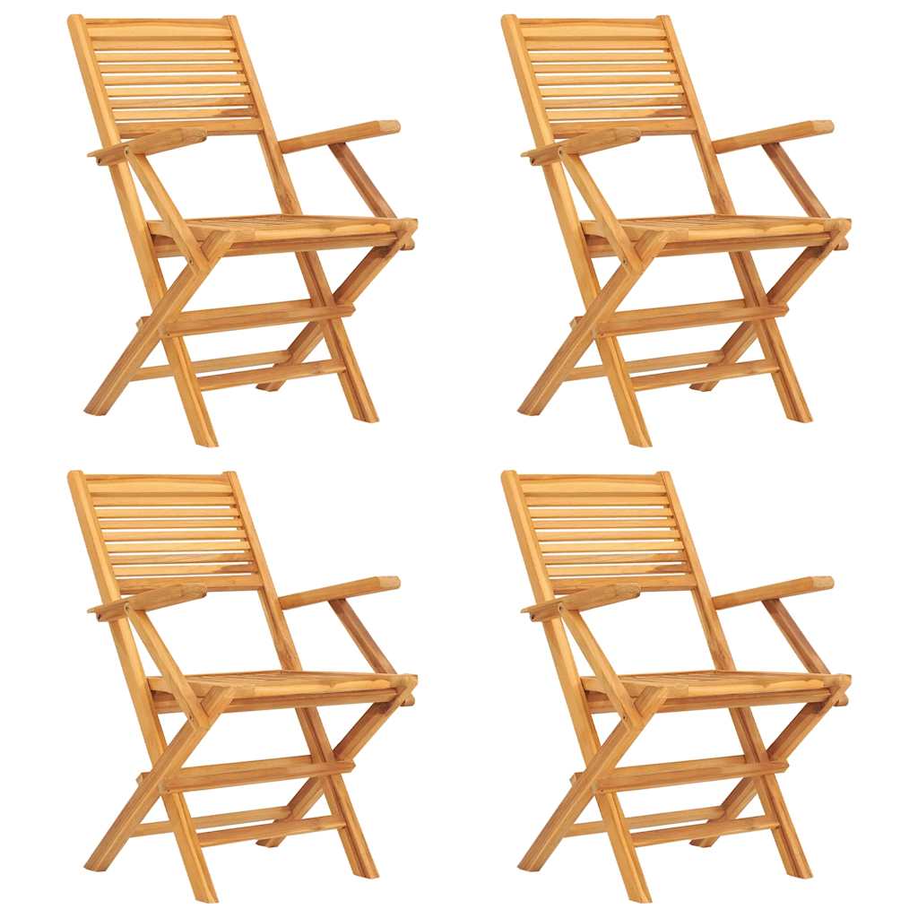 Hopfällbara stolar 4 st 55x62x90 cm massivt trä i teak