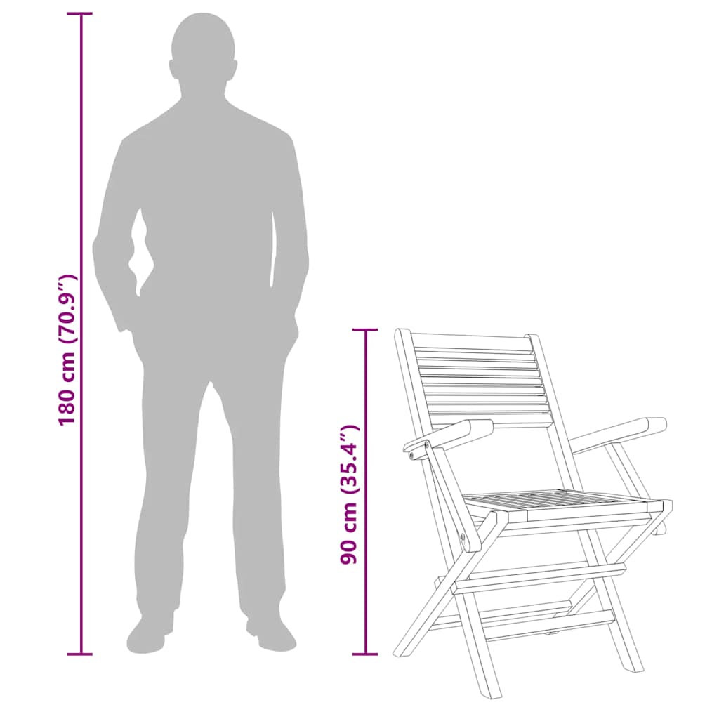 Hopfällbara trädgårdsstolar 6 st 55x62x90 cm massiv teak