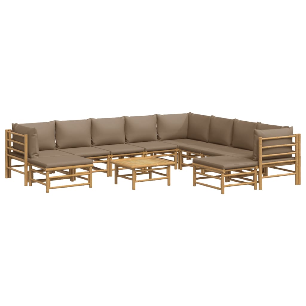 Loungegrupp 11 delar taupe dynor bambu
