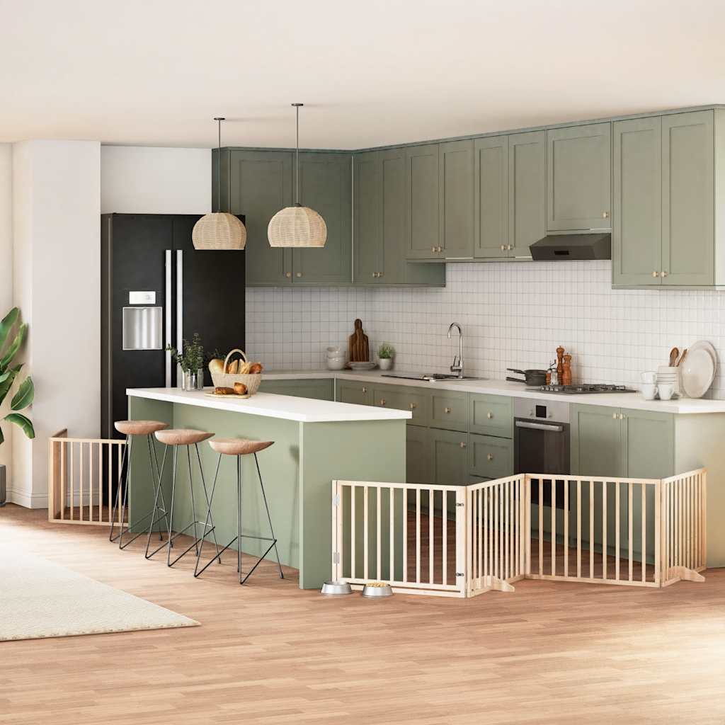 Hundgrind med dörr vikbar 12 paneler 960 cm poppel