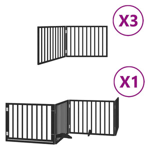 Hundgrind med dörr vikbar 10 paneler svart 800 cm poppel