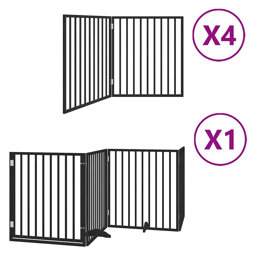 Hundgrind med dörr vikbar 12 paneler svart 960 cm poppel