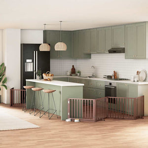 Hundgrind med dörr vikbar 6 paneler brun 480 cm poppel