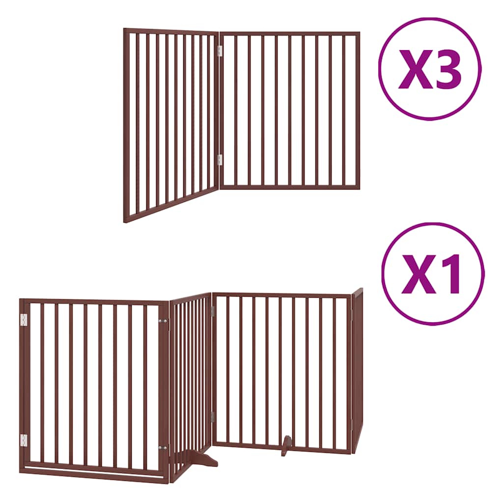 Hundgrind med dörr vikbar 10 paneler brun 800 cm poppel