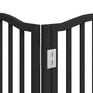 Hundgrind med dörr vikbar 9 paneler svart 450 cm poppel
