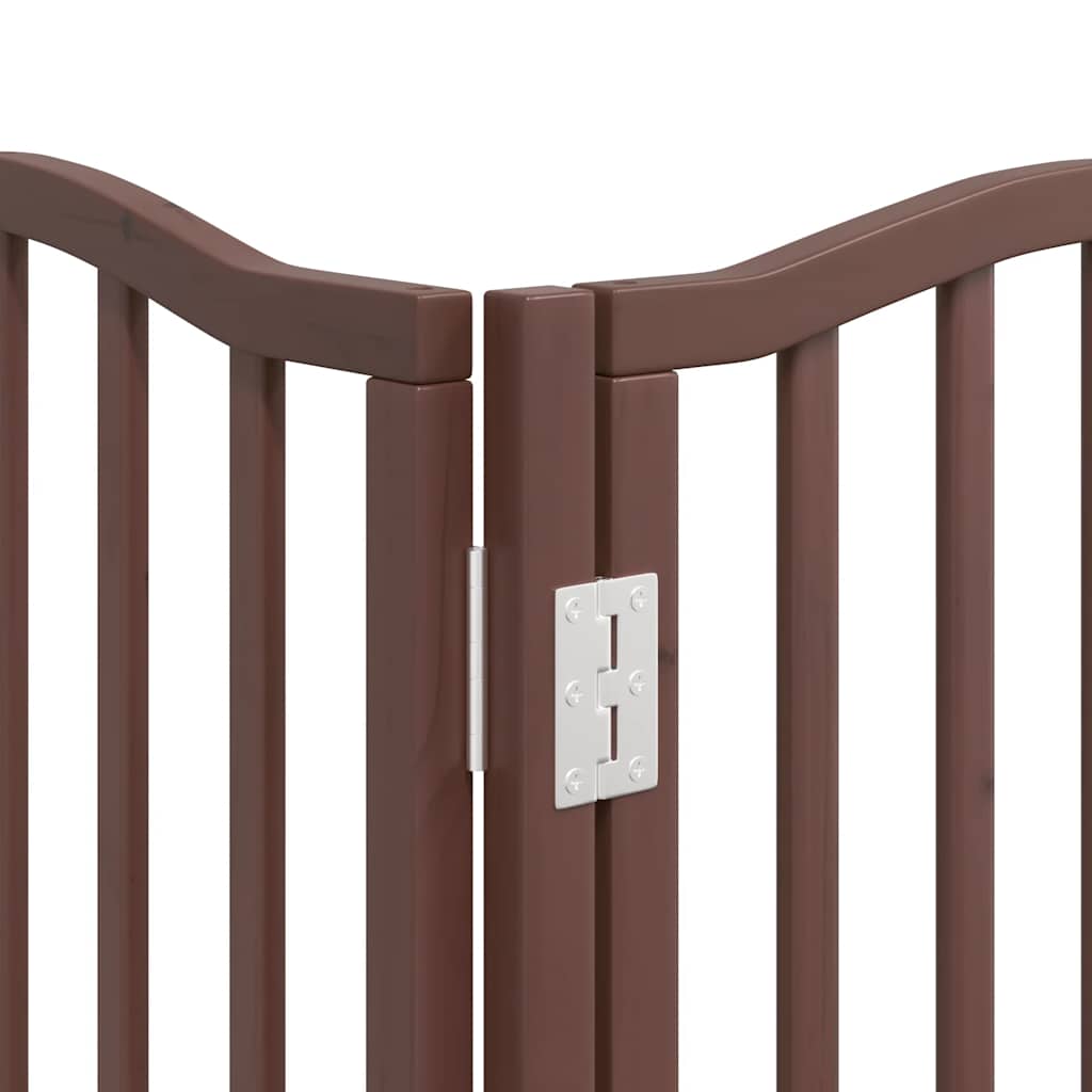 Hundgrind med dörr vikbar 12 paneler brun 600 cm poppel