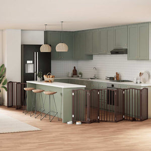 Hundgrind med dörr vikbar 12 paneler brun 600 cm poppel