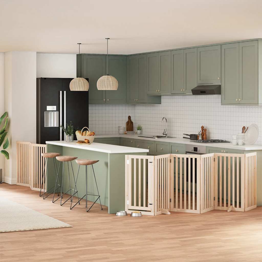 Hundgrind med dörr vikbar 9 paneler 450 cm poppel