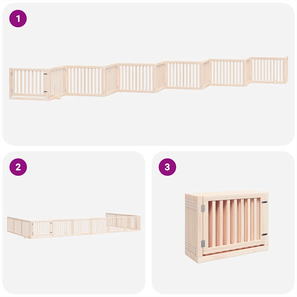 Hundgrind med dörr vikbar 12 paneler 960 cm poppel