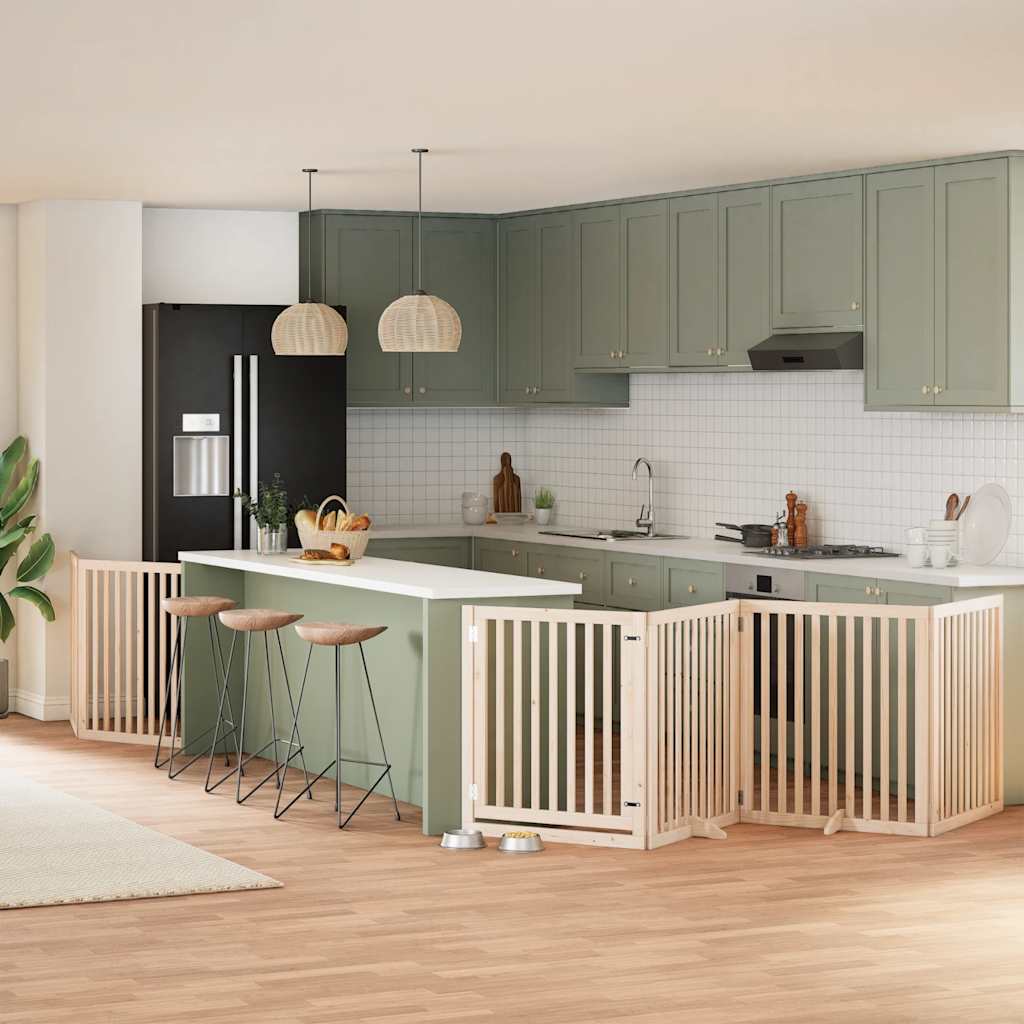 Hundgrind med dörr vikbar 6 paneler 480 cm poppel