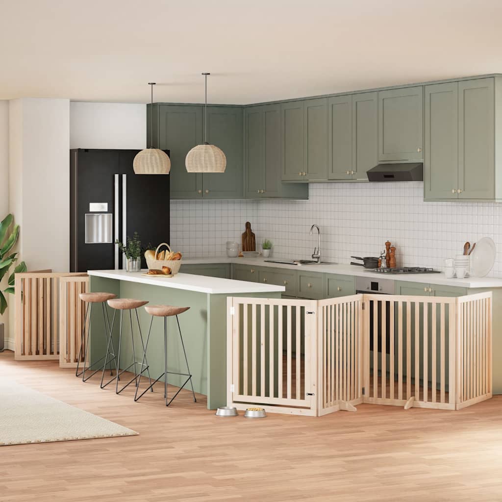 Hundgrind med dörr vikbar 12 paneler 960 cm poppel