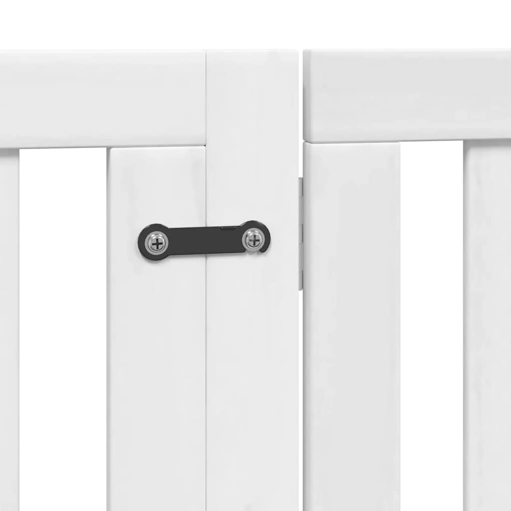 Hundgrind med dörr vikbar 8 paneler vit 640 cm poppel