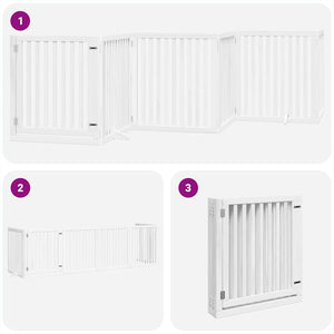 Hundgrind med dörr vikbar 6 paneler vit 480 cm poppel