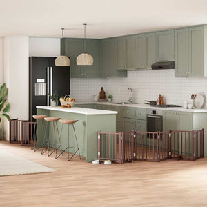 Hundgrind med dörr vikbar 12 paneler brun 600 cm poppel