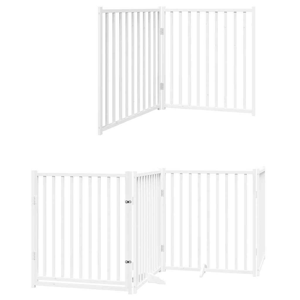 Hundgrind med dörr vikbar 10 paneler vit 800 cm poppel