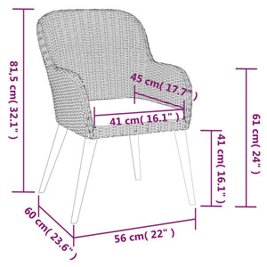 Matgrupp för trädgården med dynor 5 delar brun