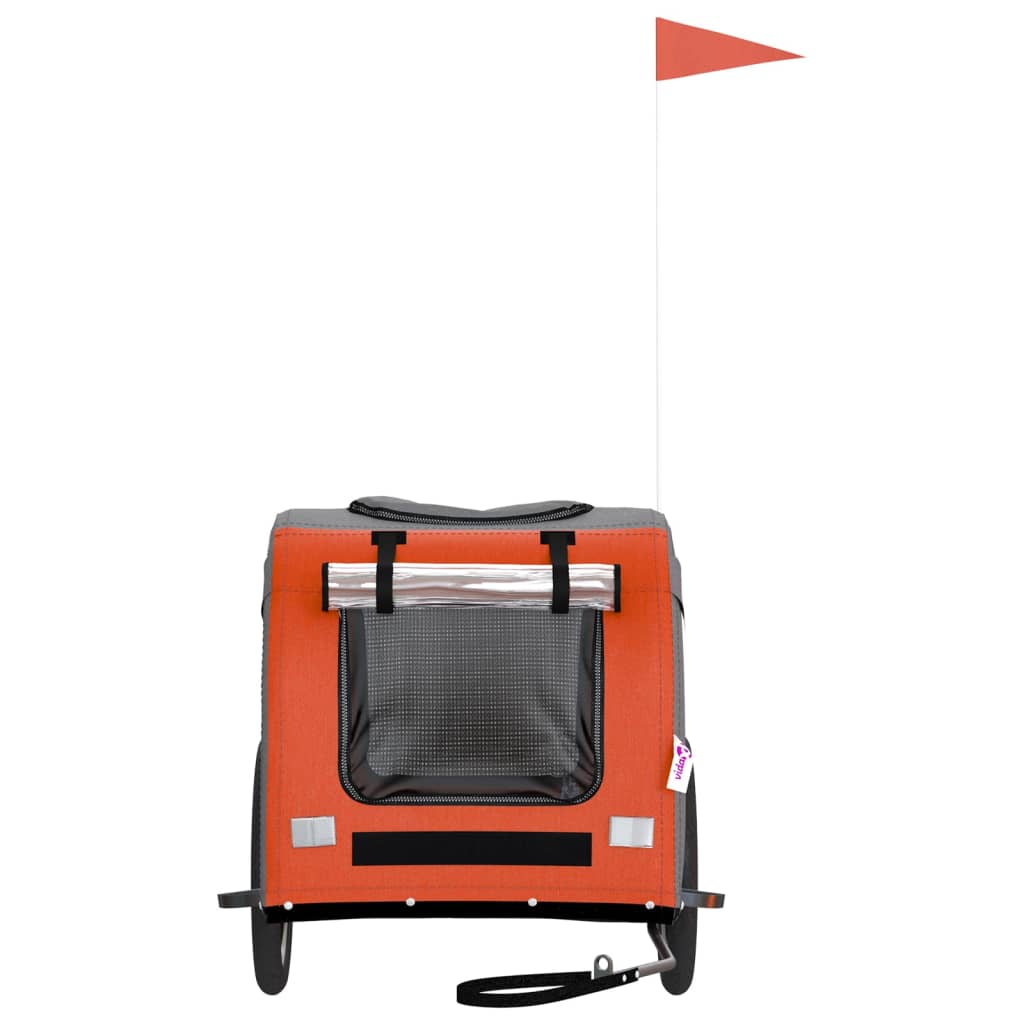 Cykelvagn för djur orange och grå oxfordtyg och järn